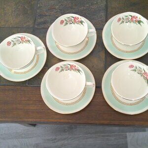 Vintage Homer Laughlin Georgian Eggshell Chatham Tea Cup and Saucer.  Set of 6